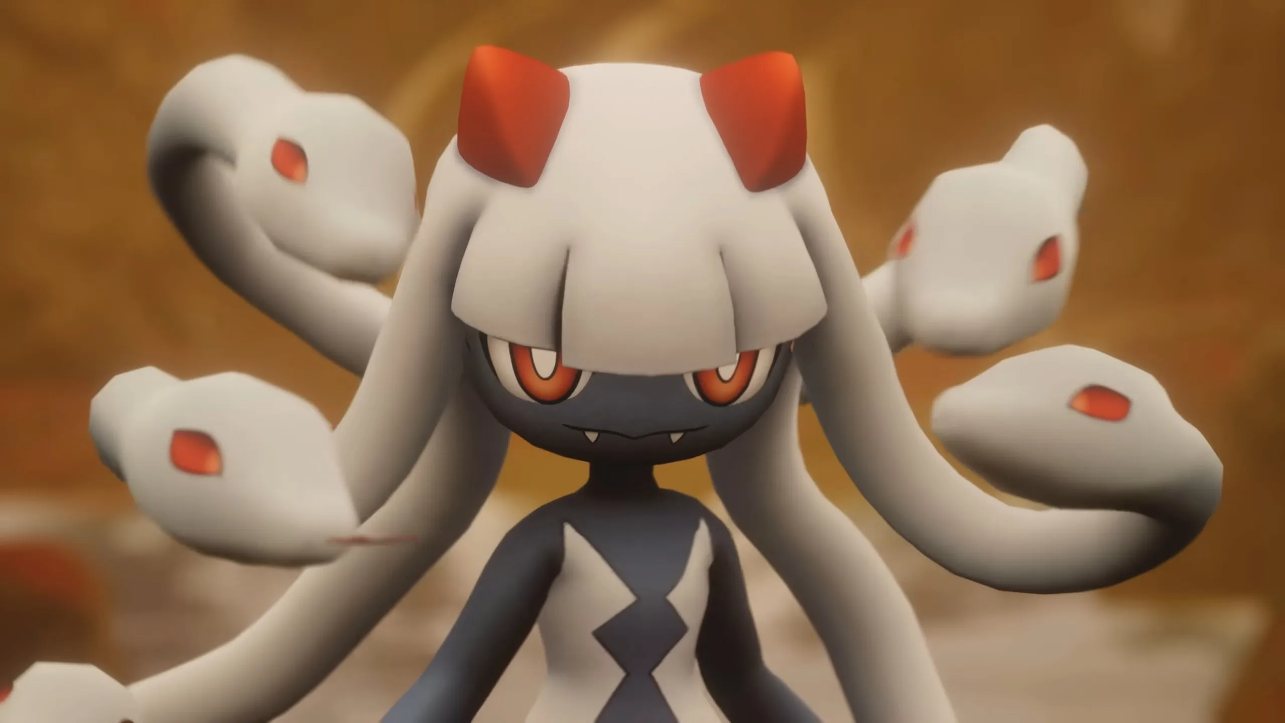 Palworld creature with white snakes for hair