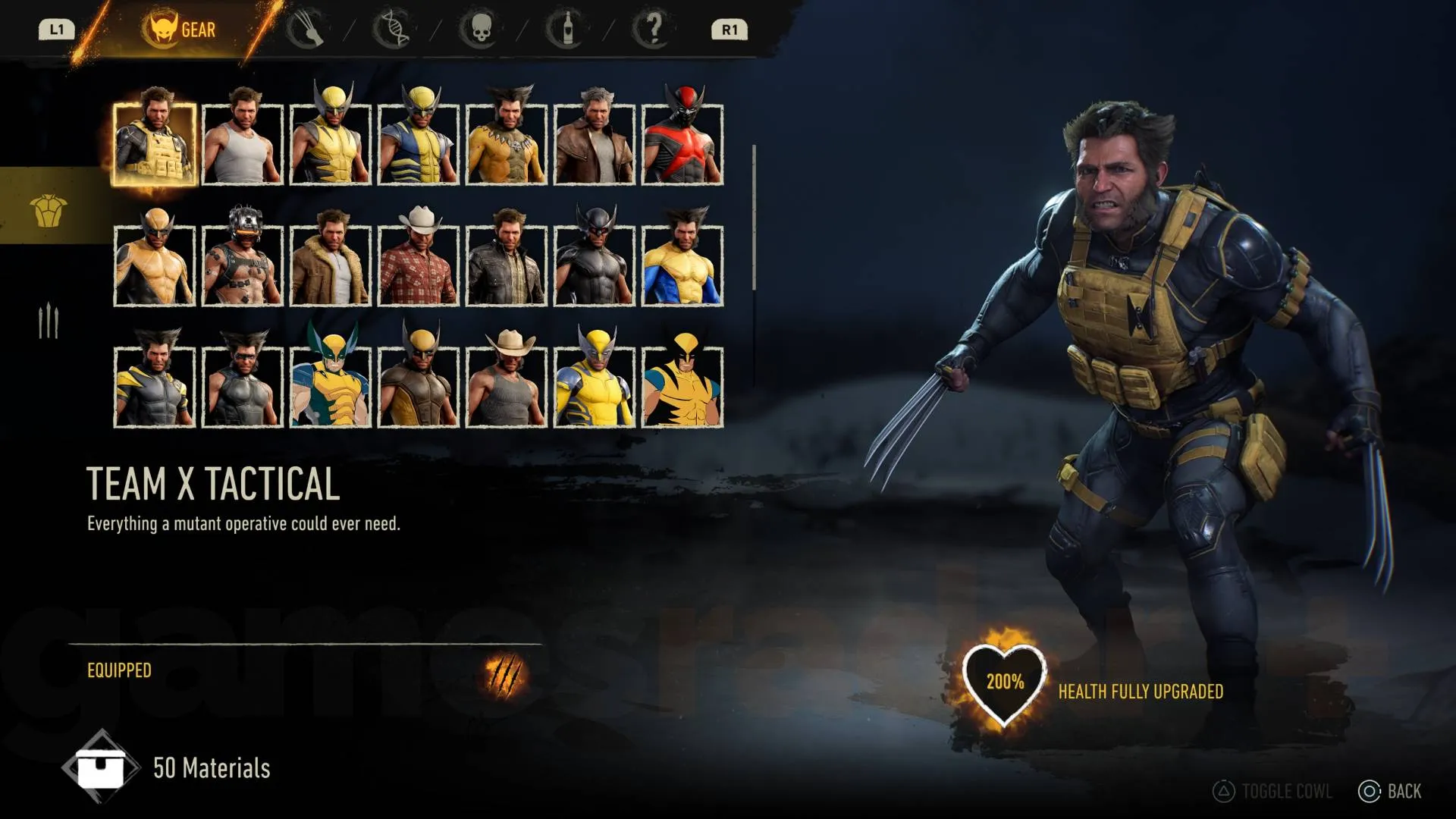 Marvel's Wolverine team x tactical suit