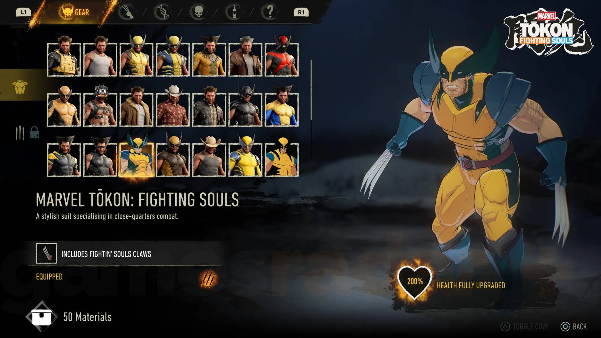 Marvel's Wolverine marvel tokon fighting souls suit
