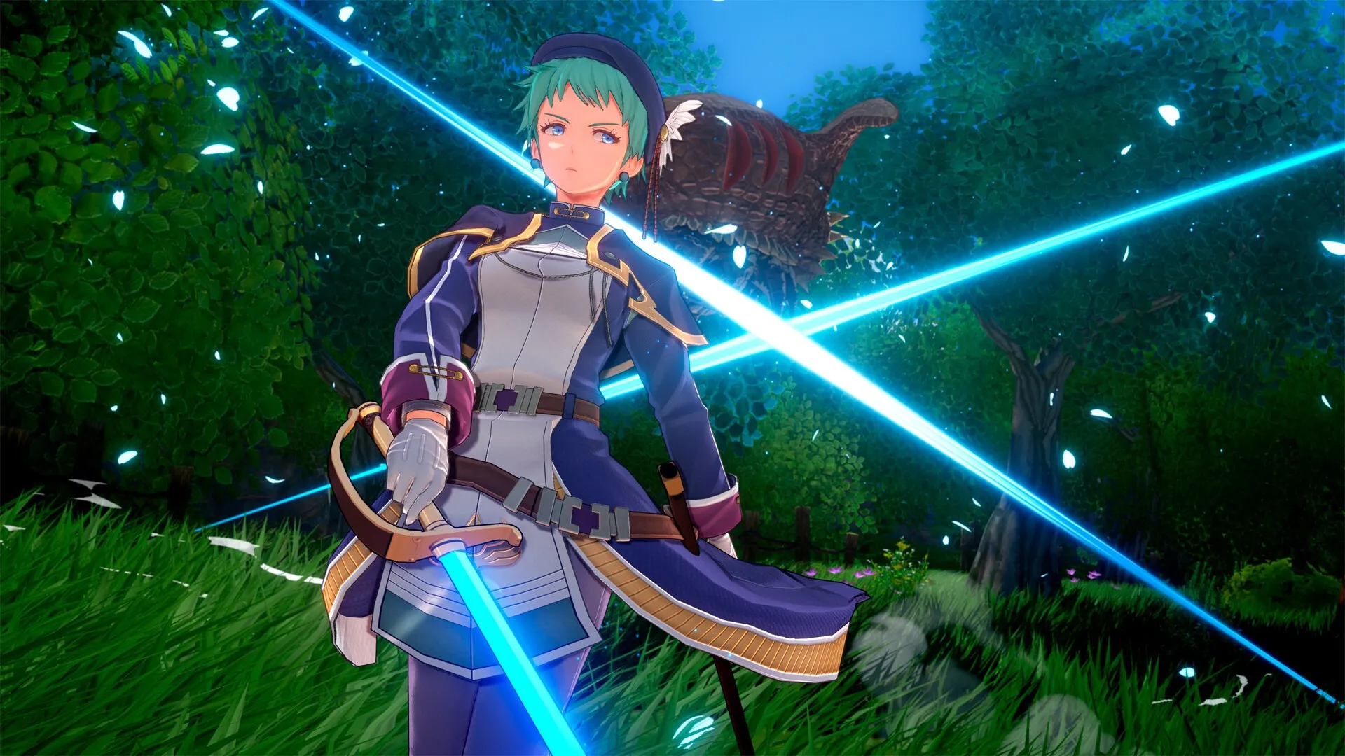 Julia Schwarz walks away from a sword strike ability Trails in the Sky 2nd Chapter