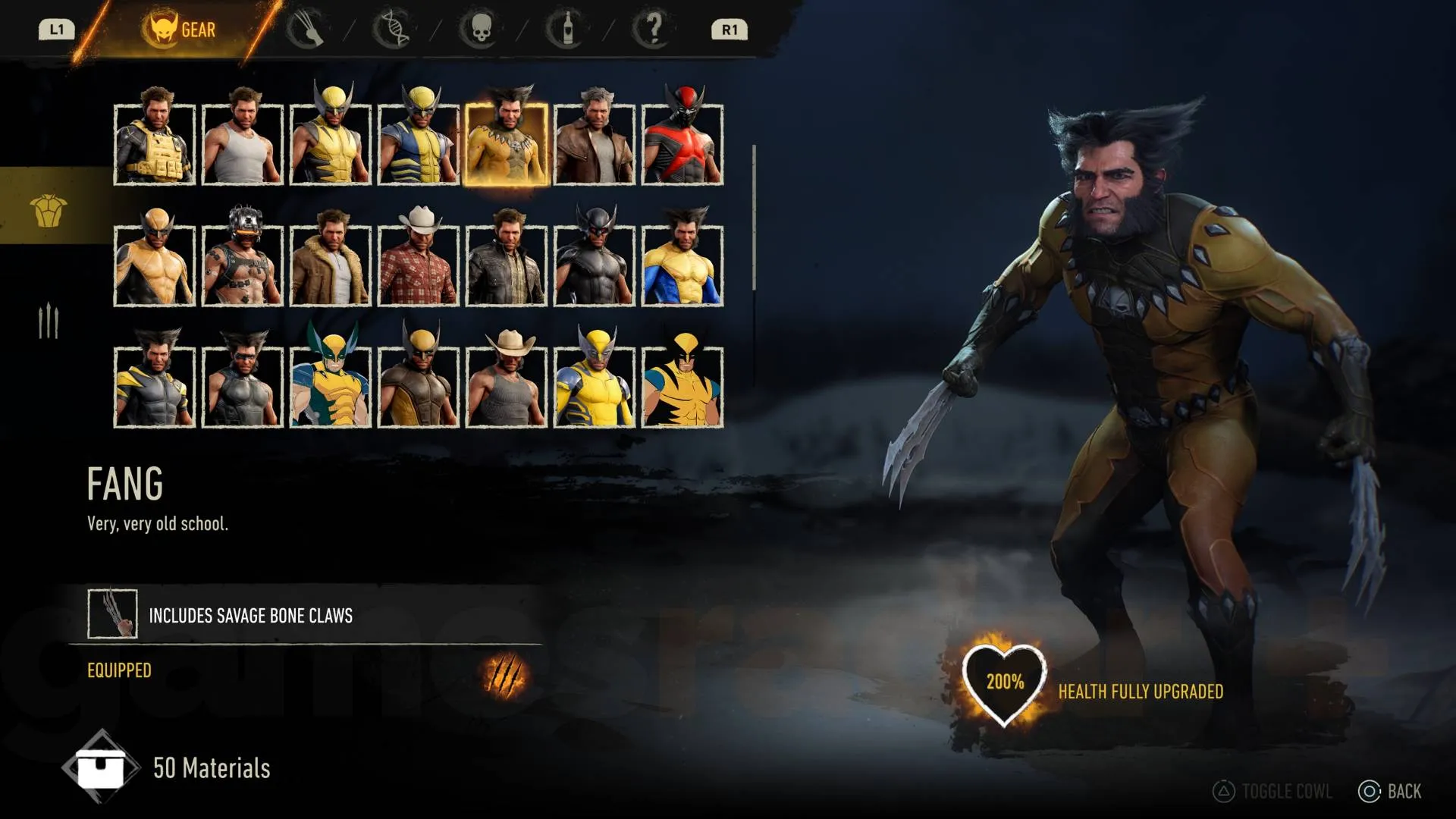 Marvel's Wolverine fang suit