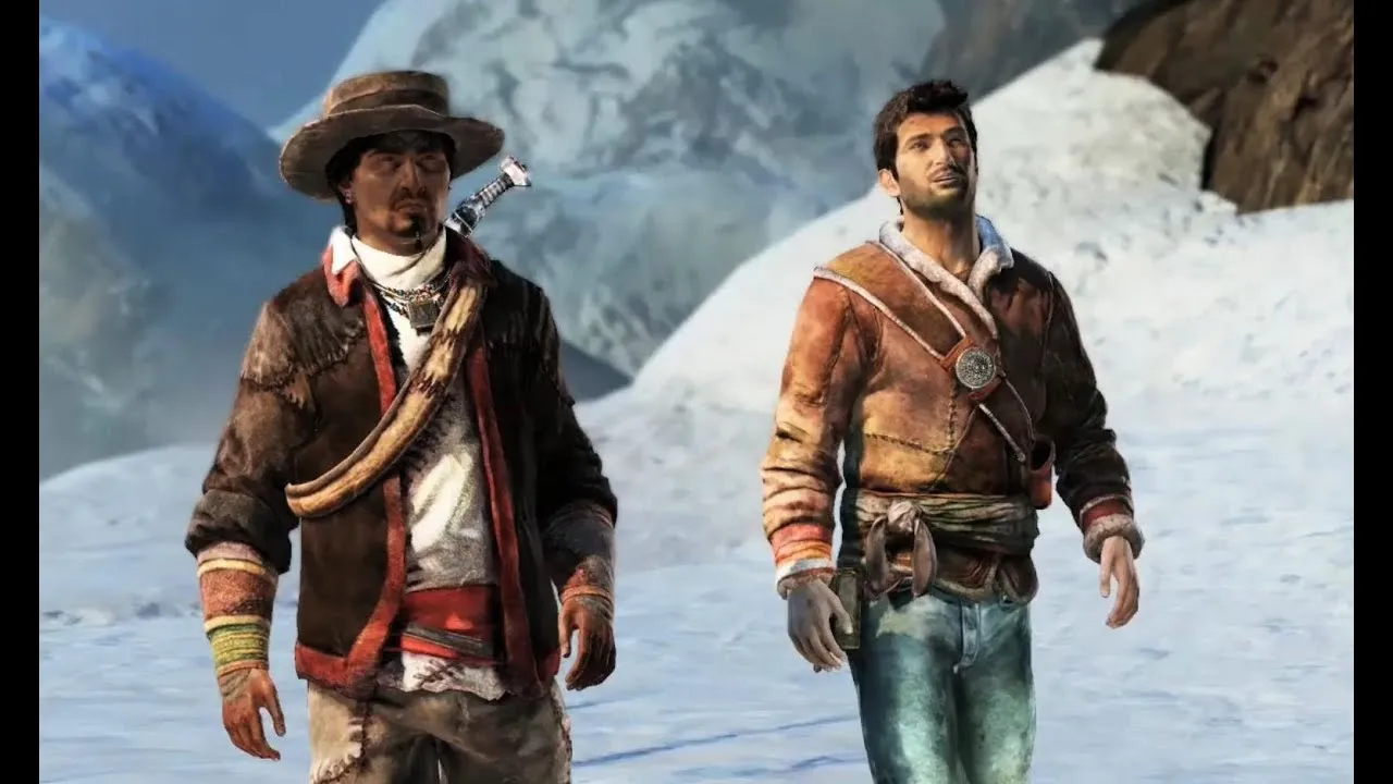 Tenzin and Nathan Drake in Uncharted 2