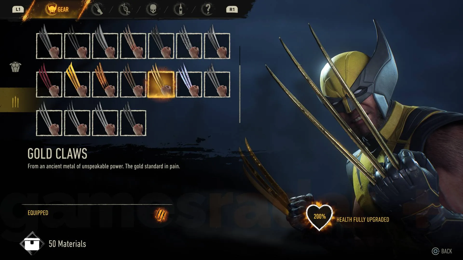 Marvel's Wolverine gold claws