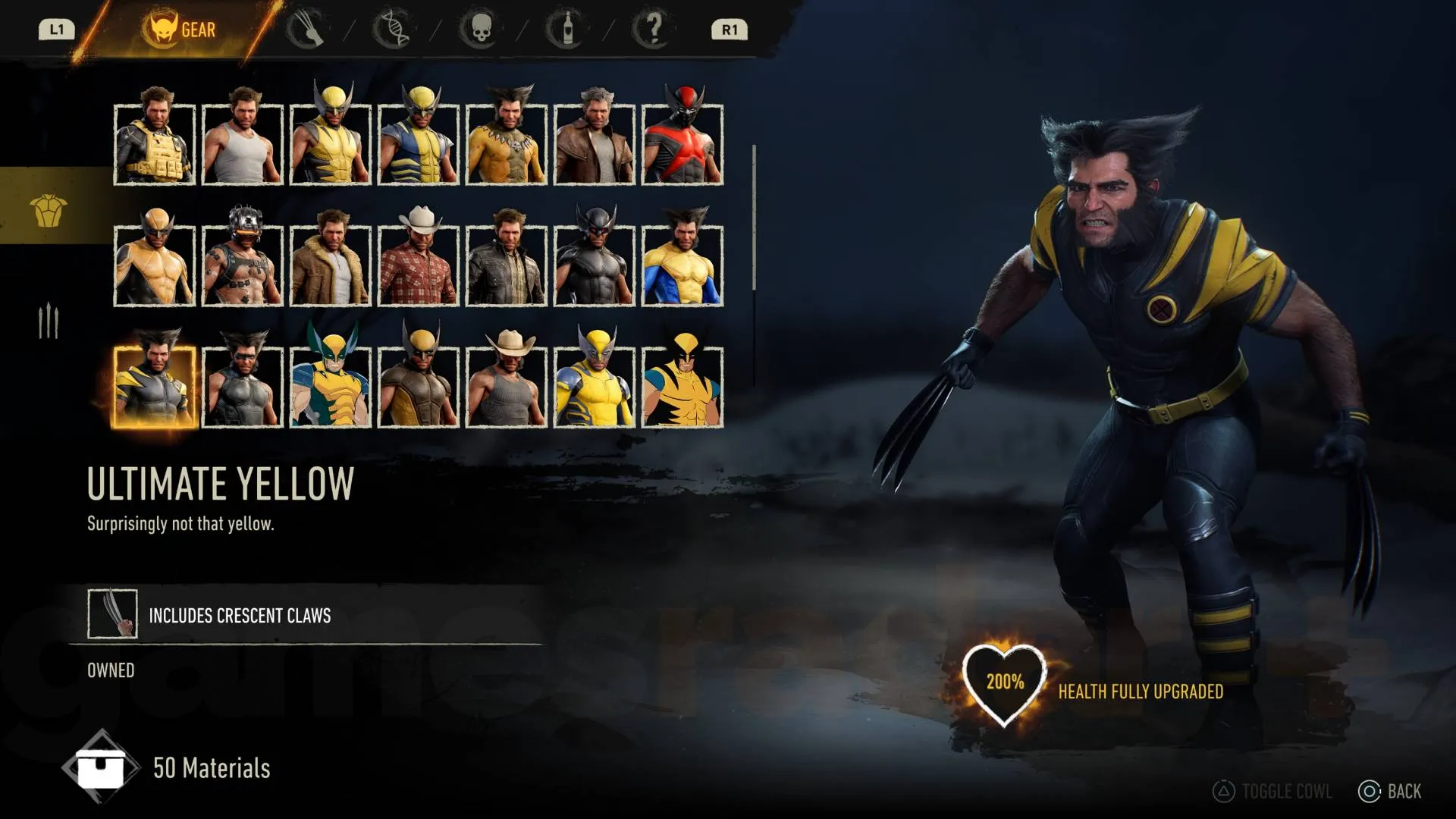 Marvel's Wolverine ultimate yellow suit