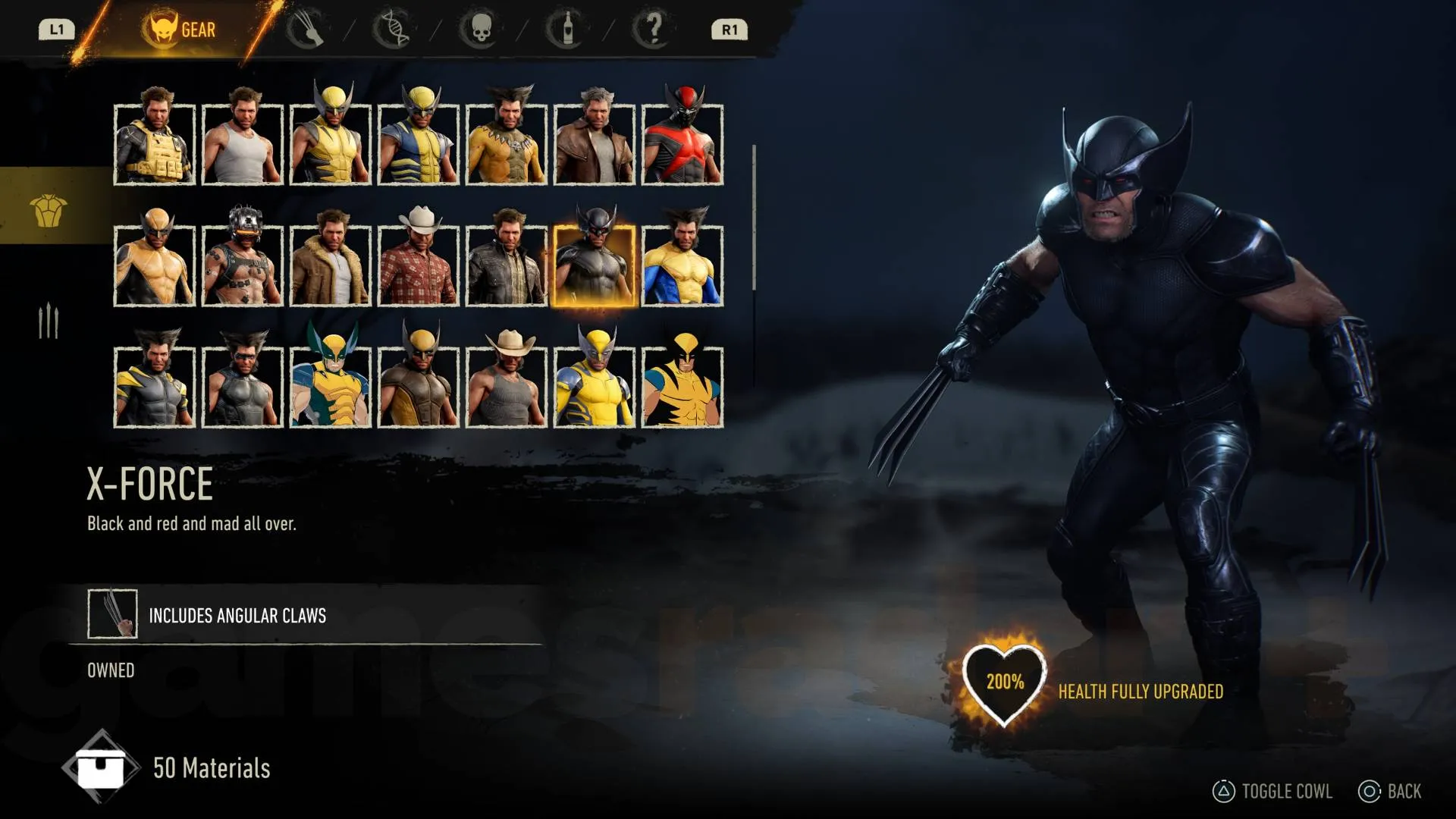 Marvel's Wolverine X-Force suit