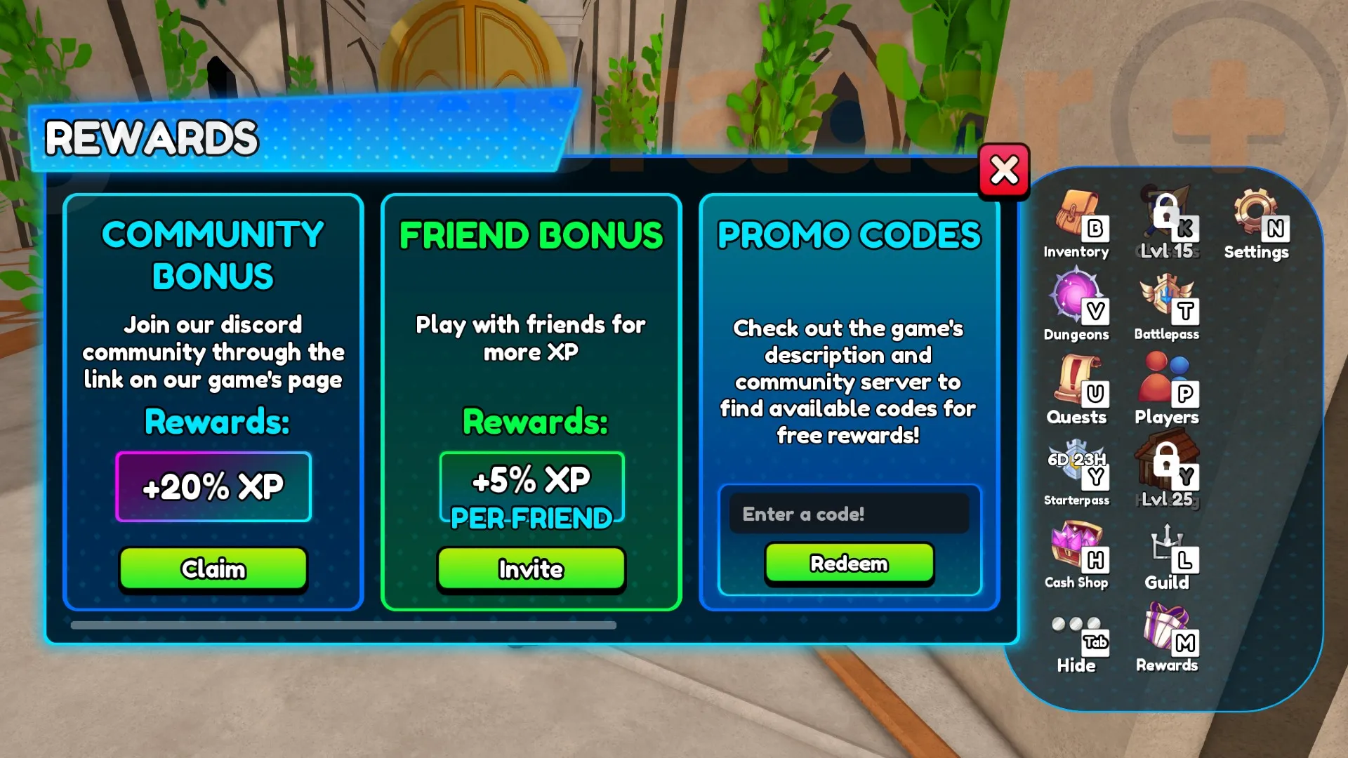 The World Zero codes redemption box found in-game.