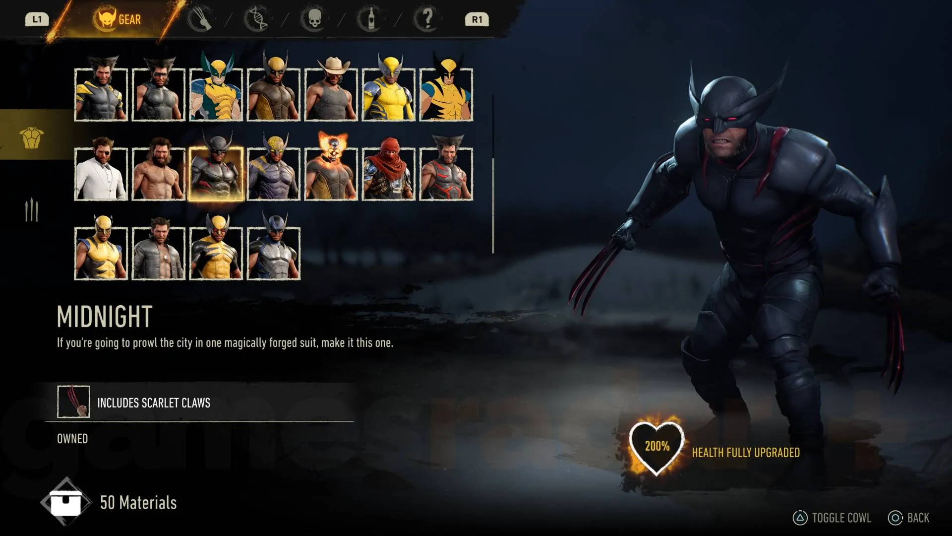 Marvel's Wolverine midnight suit