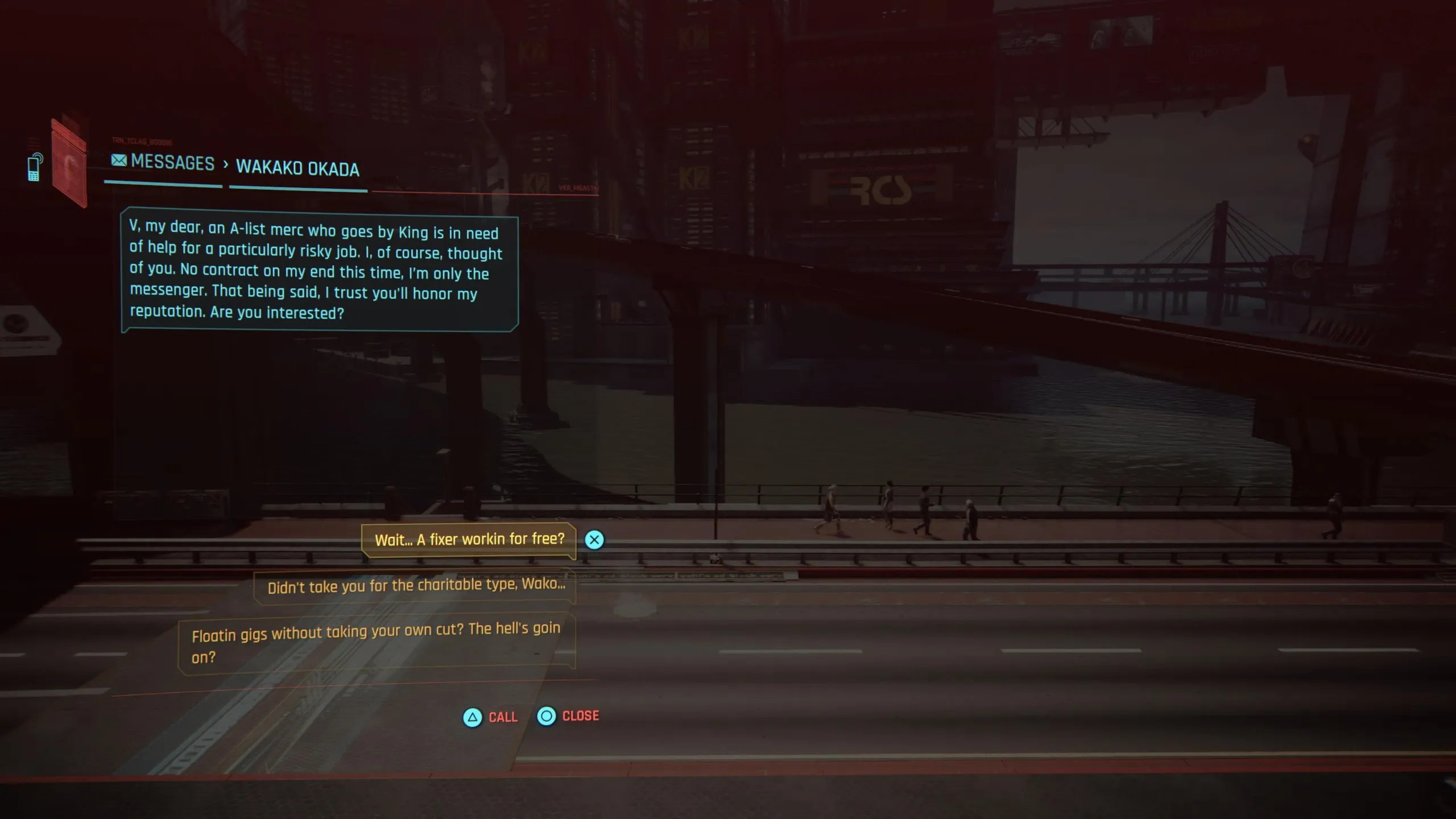 V gets the Clampdown mission from Wakako in Cyberpunk 2077