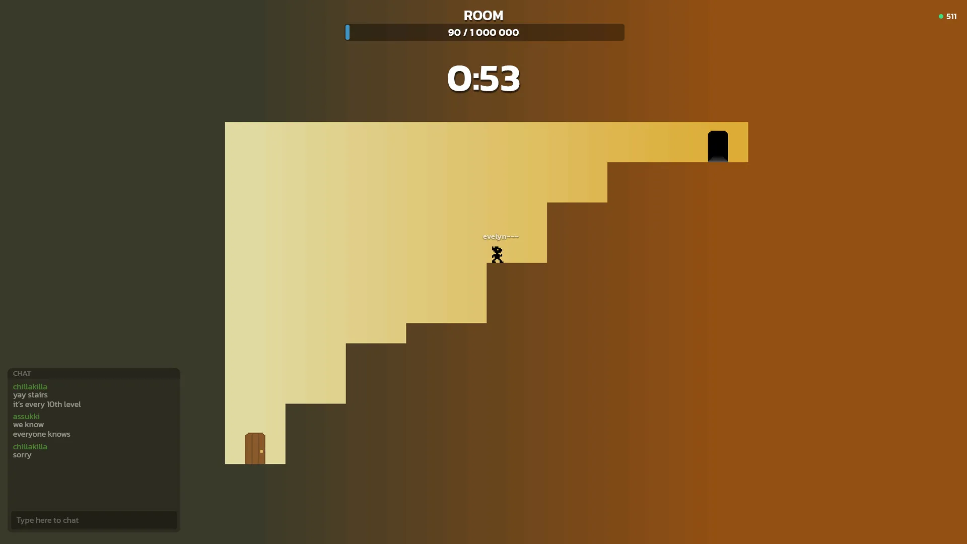 A Jono level showing staggered platforms in amber lighting