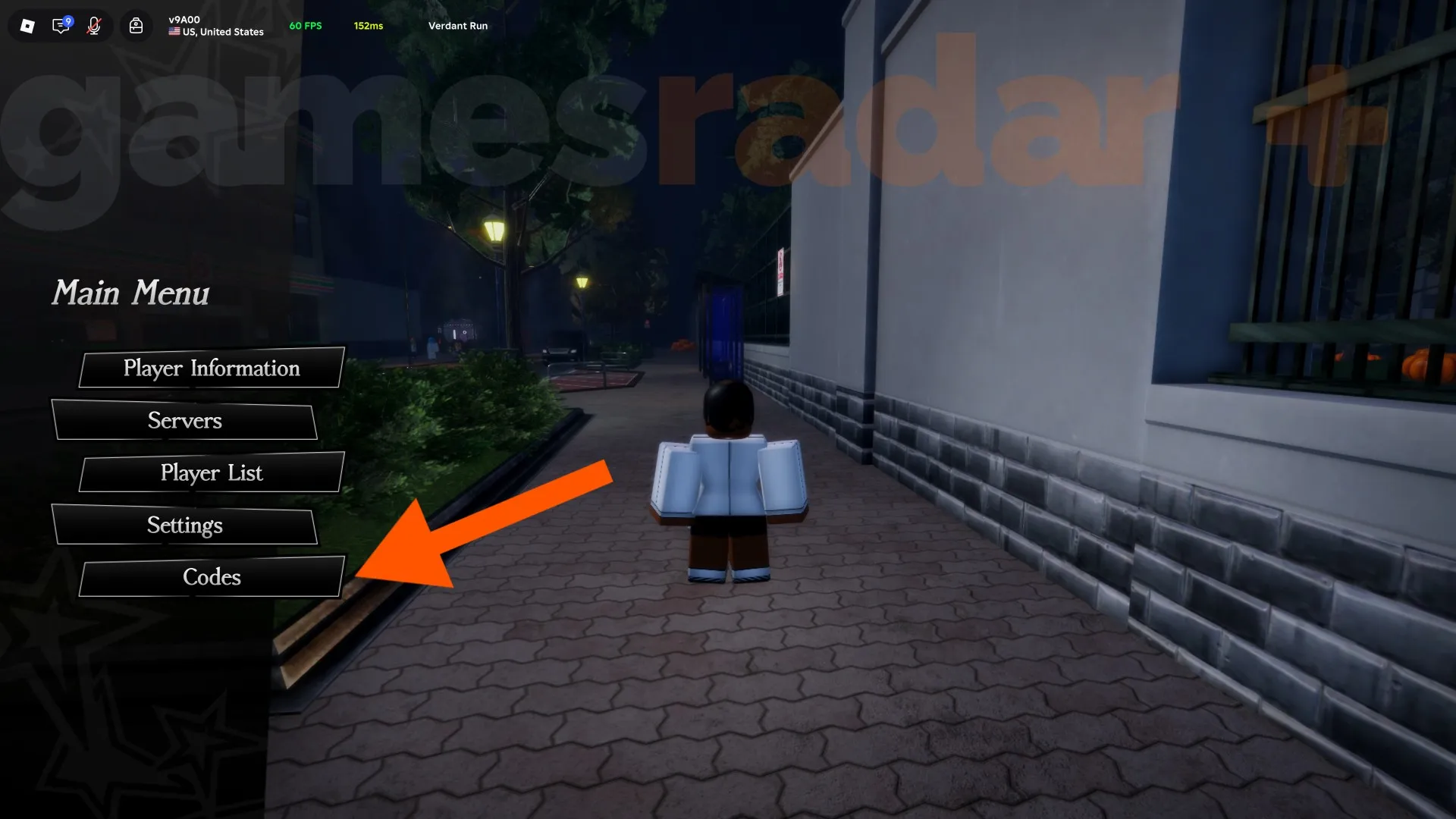 An orange arrow points to the Ishin codes button in the game's main menu