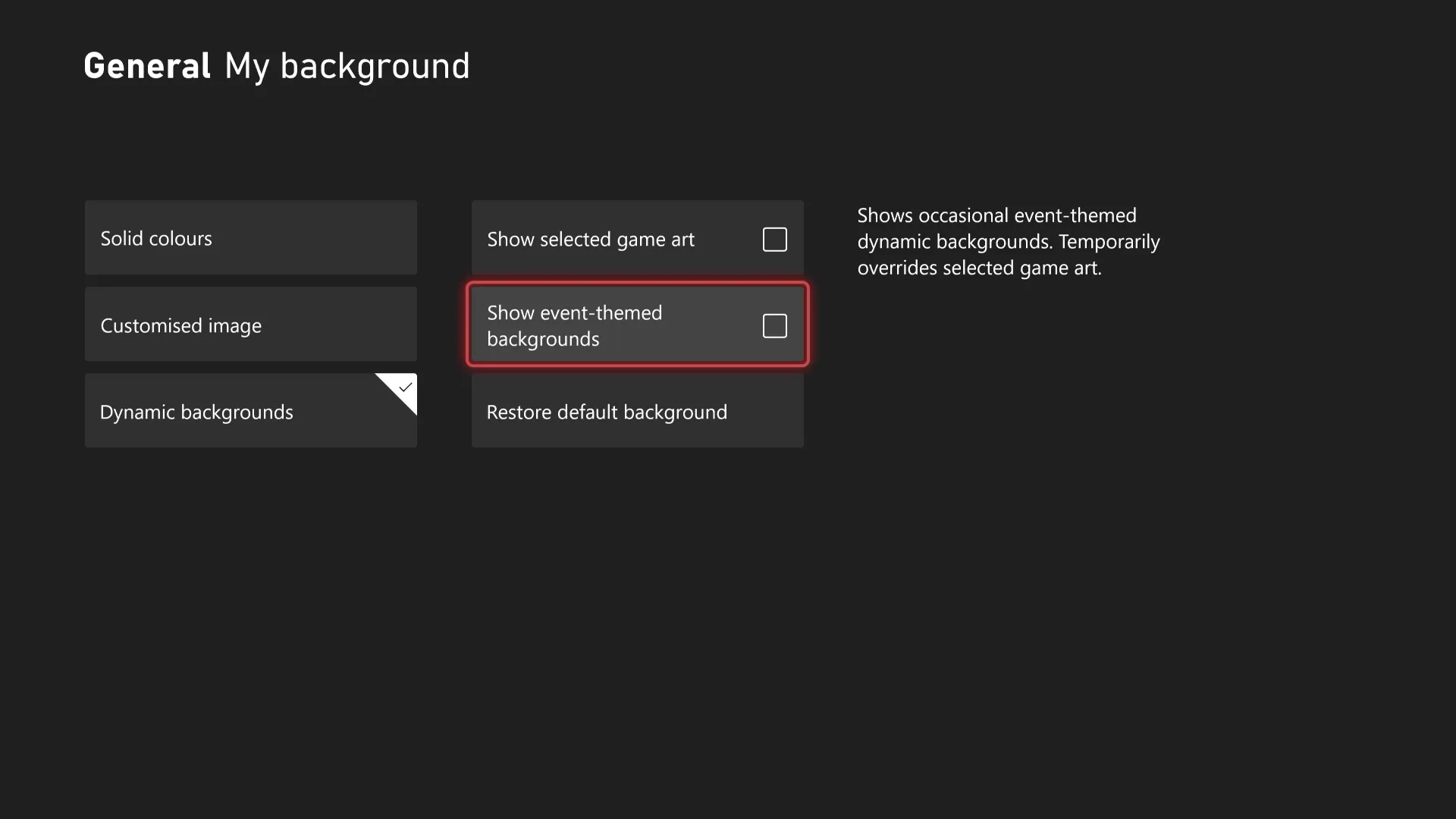 Disable event-themed backgrounds