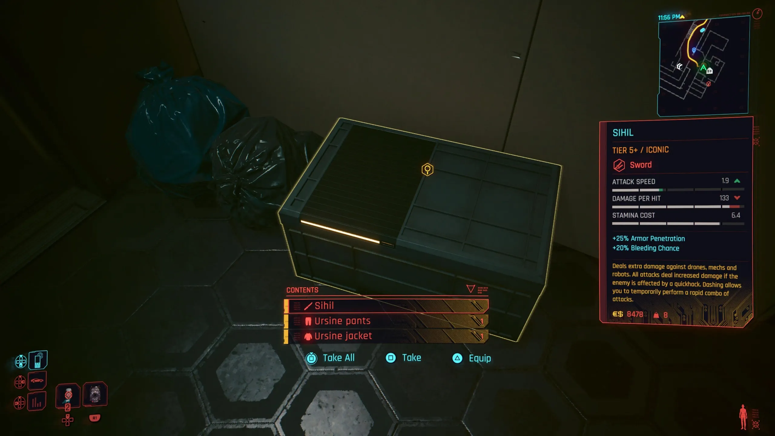 Ariadne leaves you a crate of gear for her quest in Cyberpunk 2077