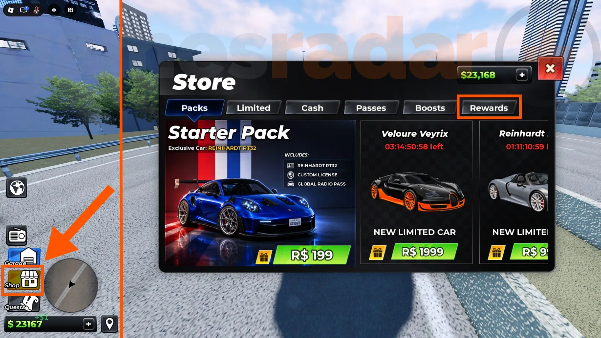 Orange arrows direct the player to the Ghost Driver codes redemption menu.