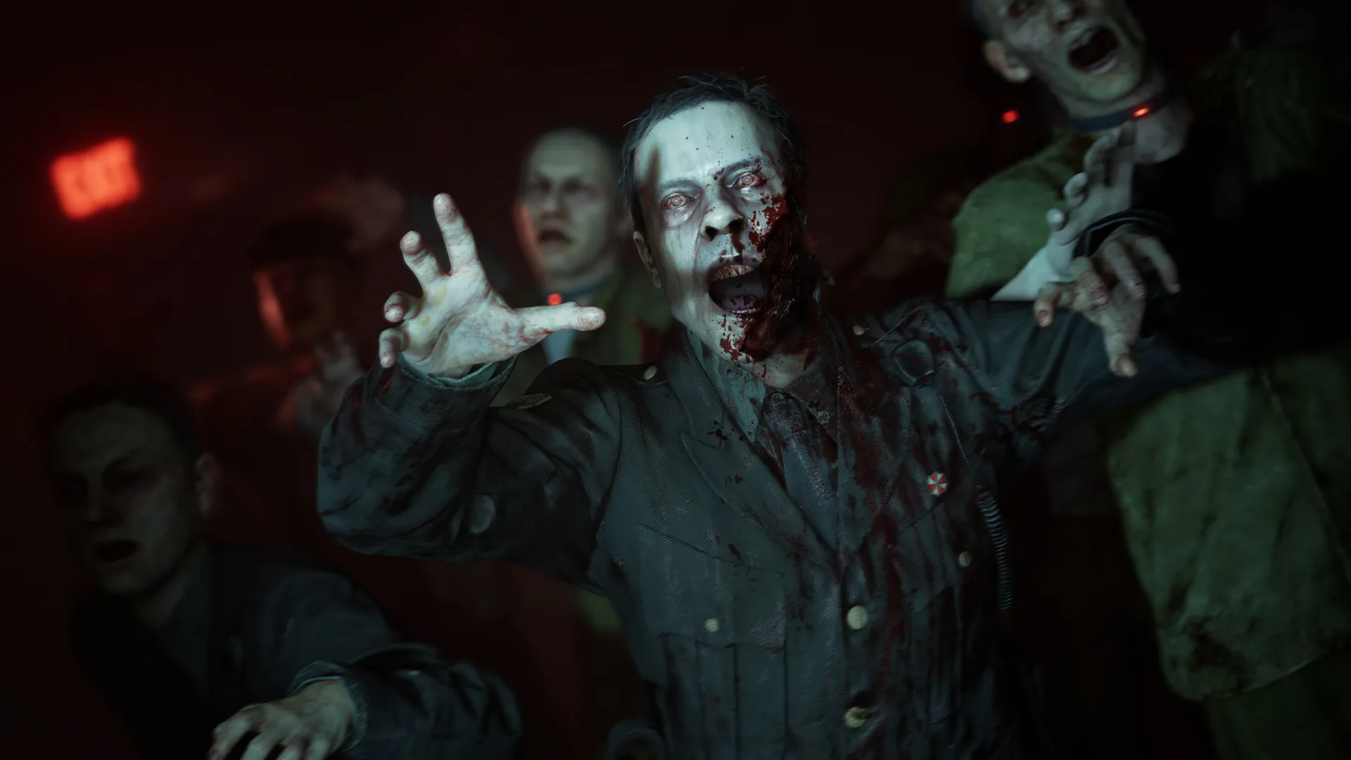 Some zombies covered in blood attack in Resident Evil Veronica