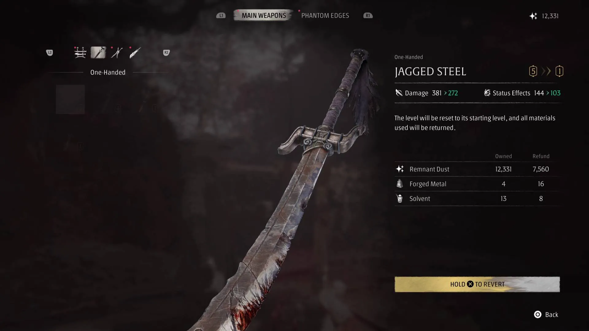 Phantom Blade Zero reverting levels on Jagged Steel sword