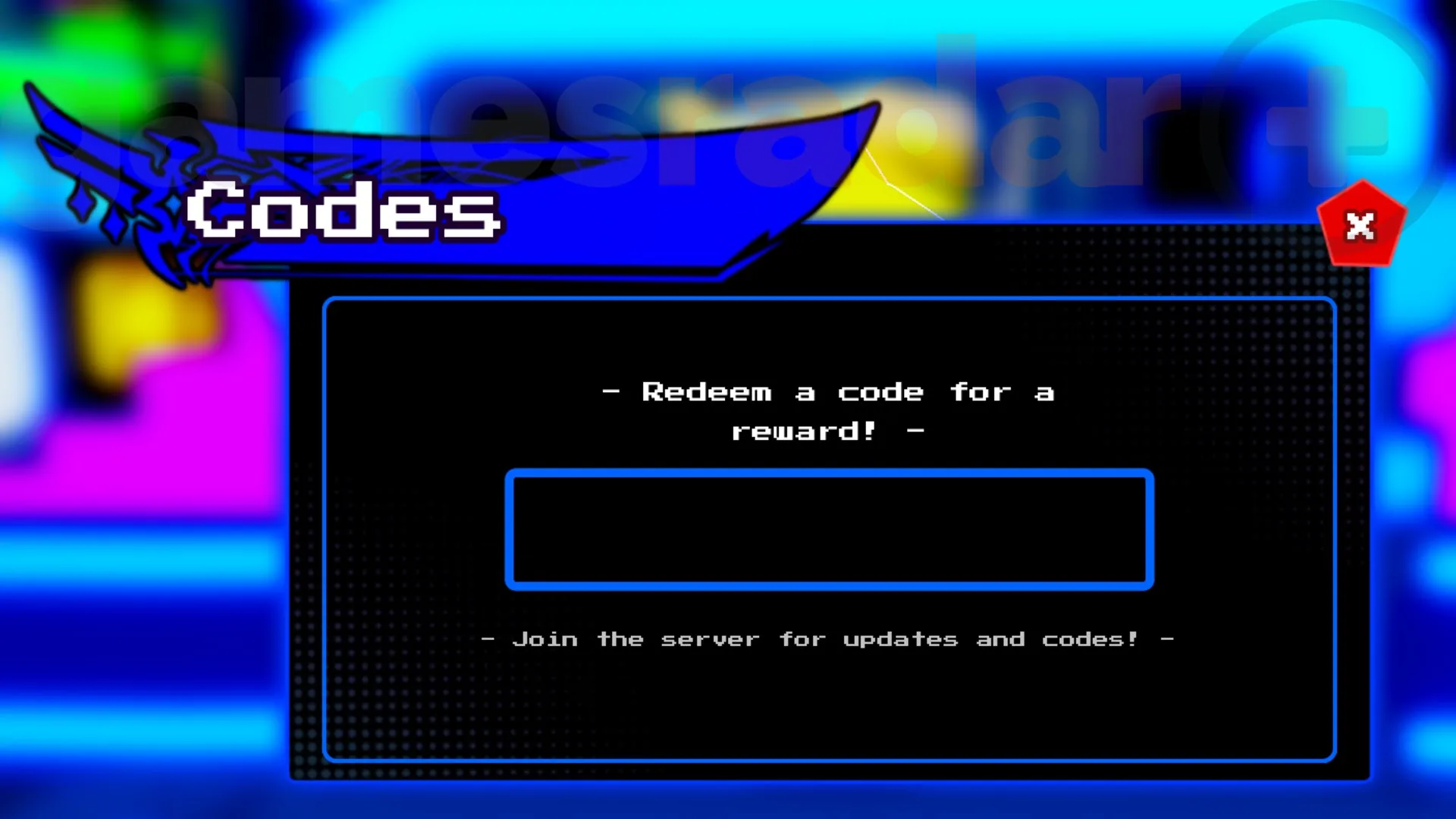 The Undertale Adventures X codes redemption box as seen in-game.