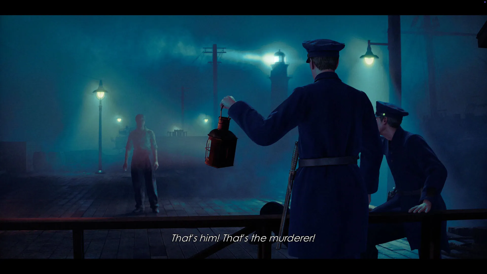 American police see Makoto Daito in the fog in Stranger Than Heaven, and yell out: "That's him! That's the murderer!"