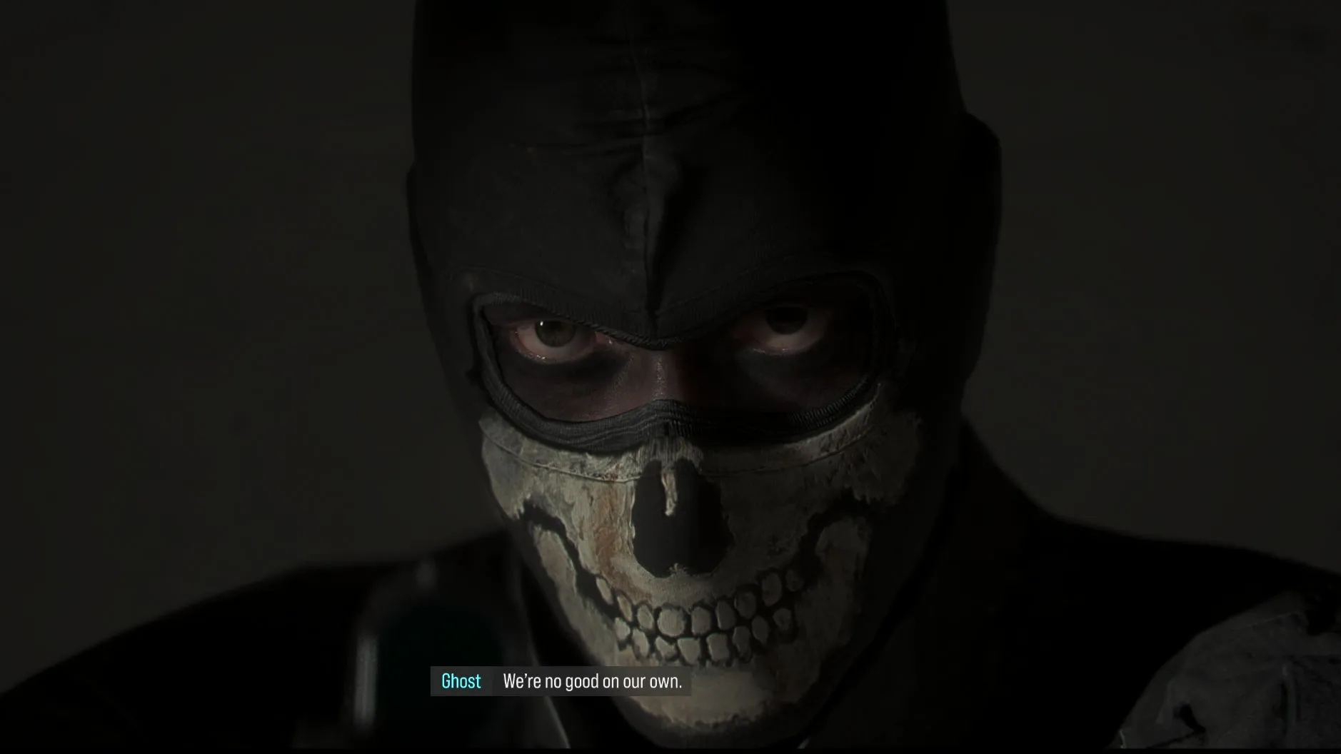 Call of Duty: Modern Warfare 4 screen shot of Ghost with his mask but no gear.